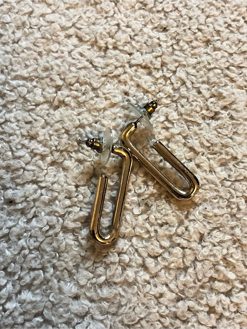 J.Crew Gold U-shaped drop earrings with clear backs
